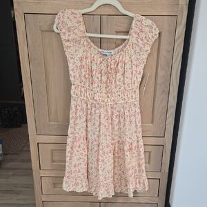 Wallflower Floral Mini Dress in Cream and Pink